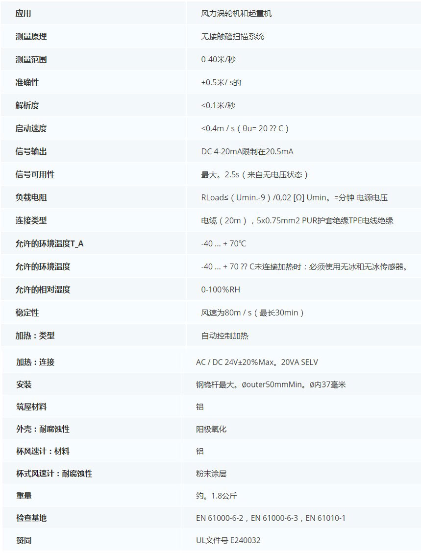 德***科瑞文Kriwan INT10風速傳感器13 N 219 S42技術參數(shù)