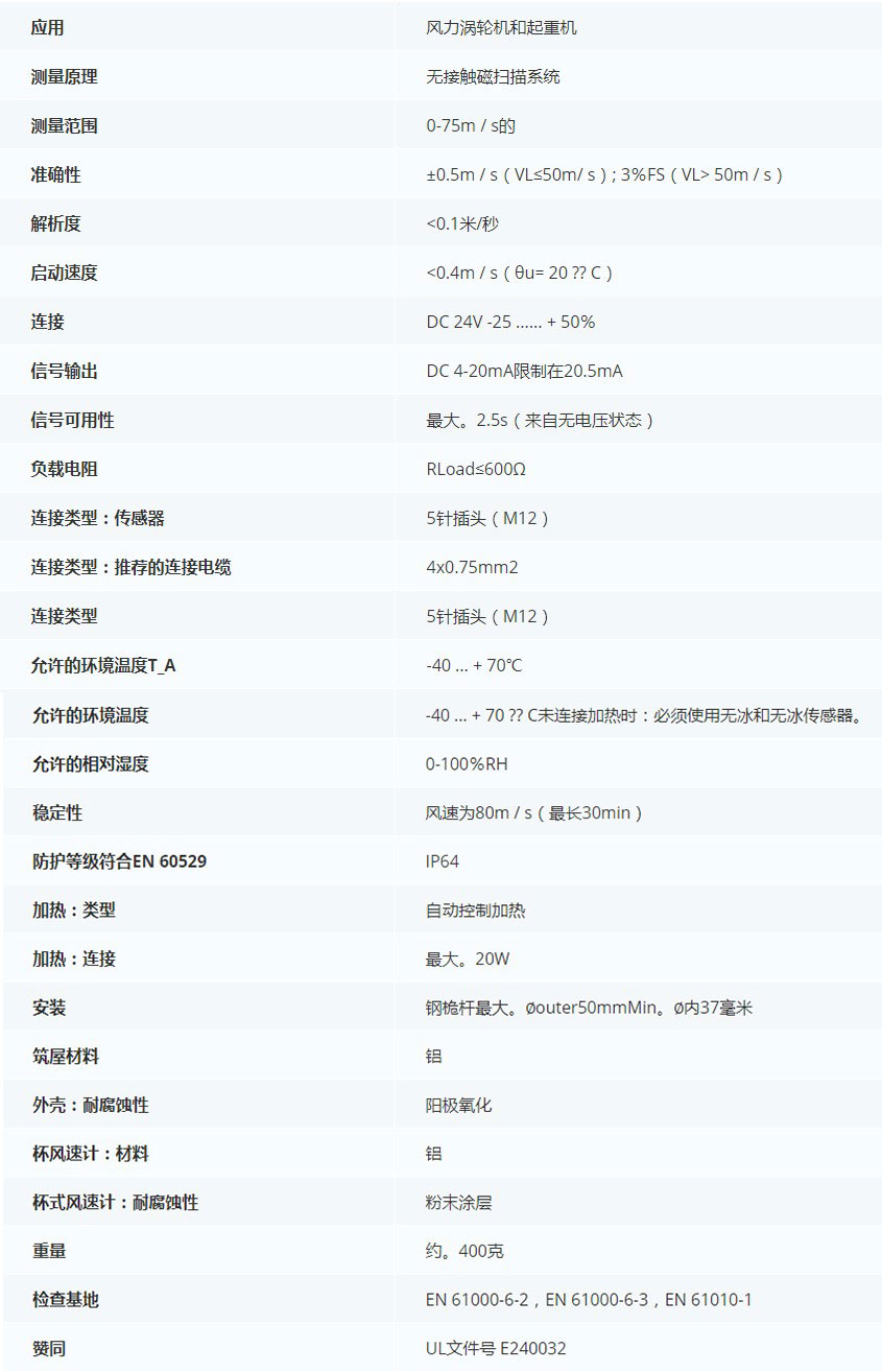 德***科瑞文Kriwan INT10風速傳感器13N290S100技術參數(shù)