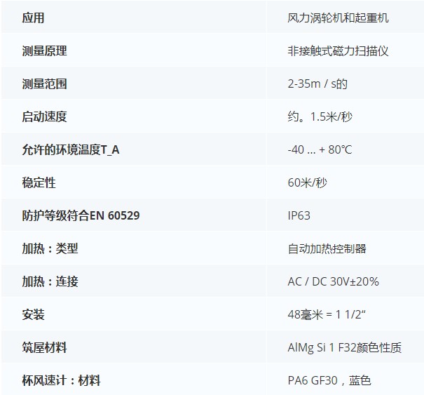 德***科瑞文KriwanINT1葉片風速傳感器02N222技術參數